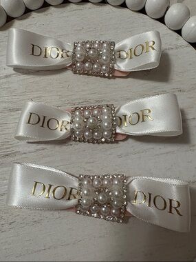 DIOR Hair Clip Set- handmade with original DIOR ribbon